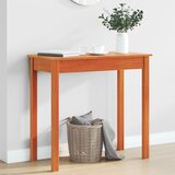vidaXL Konzolna mizica voščeno rjava 80x40x75 cm trdna borovina | Shoptok.si
