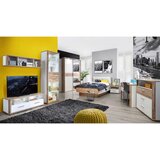 XORA komoda, bela, barve hrasta | Shoptok.si