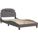 vidaXL Posteljni okvir z vzglavjem siv 100x200 cm umetno usnje, (21094895) | Shoptok.si