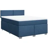 vidaXL Box spring postelja z vzmetnico modra 140x190 cm blago, (21311030)