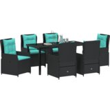  7-dijelni set za blagovanje u vrtu crni poli ratan | shoptok.hr