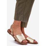 EVENTO Ladies Sandals On Flat Heel Eco Leather Golden Dereka | Shoptok.si
