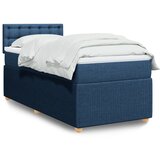 vidaXL Box spring postelja z vzmetnico modra 90x200 cm blago | Shoptok.si