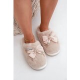 PS1 Furry Slippers With Bow And Embellishments Beige Annalira | Shoptok.si