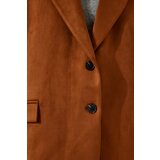  Women's Tan Premium Suede Blazer Jacket | ePonuda.com