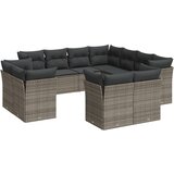  The Living Store Vrtna sedežna garnitura 11-delna z blazinami siv poli ratan - Vrtna Sedežna Garniture, (21451841) | Shoptok.si