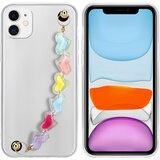 Cadorabo Ohišje, združljiv z Appleom v prozornih s pisanimi srci - zaščitni pokrov iz fleksibilnega silikona TPU z zapestno verigo, (20592694) | Shoptok.si