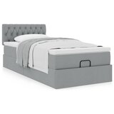 vidaXL Otomanski posteljni okvir z vzmetnico siv 90x190 cm blago | Shoptok.si