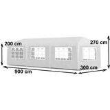 Multi Garden komercijalni vrtni paviljon šator – 3 × 9 m, 8 zidova, bijeli | shoptok.hr