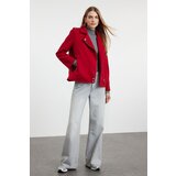 Trendyol red regular stamp bikecer slim jacket coat Cene