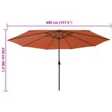  Vrtni suncobran s LED svjetlima 400 cm terakota | Eponuda.ba