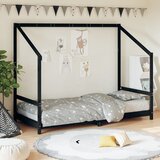  Okvir za dječji krevet crni 90 x 190 cm od masivne borovine | shoptok.hr