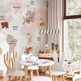  Foto tapeta - Map in Shades of Beige - Continents With Animals 500x350 Premium | shoptok.hr