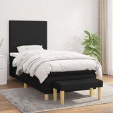 vidaXL Box spring postelja z vzmetnico črna 90x200 cm blago | Shoptok.si