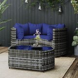 Maison Chic Seti vrtnega pohištva - Vrtna garnitura - Vrtni pohištvo set 4-delna z blazinami siv poli ratan, (21817702) | Shoptok.si