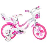 Dino Bikes Flappy 16” dječji bicikl s košarom i sjedalicom za lutke u ružičasto-bijeloj boji – bicikl | shoptok.hr