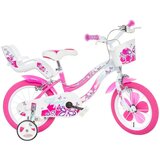 Dino Bikes Flappy 16” otroško kolo s košarico in sedežem za lutko v roza-beli barvi – kolo | Shoptok.si