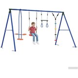  Set vanjskih ljuljački Šareni Čelik i PE - Crvena Ljuljačka sjedalica + trapez + disk ljuljačka + ljuljačka na prepreci | shoptok.hr