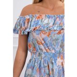 Kesi Floral dress on the shoulders of azure color | shoptok.hr