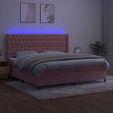 Krevet box spring s madracem LED ružičasti 200x200cm baršunasti | Eponuda.ba