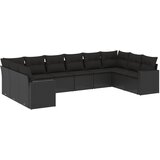  10-dijelni set vrtnih sofa s jastucima crni od poliratana Crna 65.5 x 62 x 69 cm | Shoptok.si