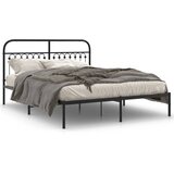 Maison Chic Kovinski Posteljni okvir - Dvoposteljna postelja - Zakonska postelja z vzglavjem črn 150x200 cm, (21693264) Cene