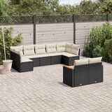 vidaXL 9-dijelni set vrtnih sofa s jastucima crni od poliratana | shoptok.hr