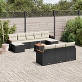 Maison Chic Seti vrtnega pohištva - Vrtna garnitura - Vrtni pohištvo set 11-delna z blazinami črn poli ratan, (21819392) | Shoptok.si