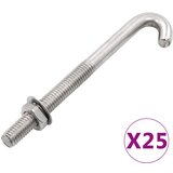 vidaXL Sidreni J-vijak s maticom i podloškom M8 x 120 mm 25 setova | shoptok.hr