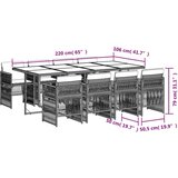  Vrtna jedilna garnitura 9-delna z blazinami siv poli ratan, (21023639) | Shoptok.si