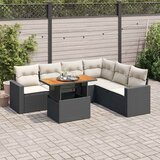  7-dijelni set vrtnih sofa od poliratana s jastucima crni Cijene