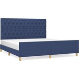 The Living Store Posteljni okvir z vzglavjem moder 160x200 cm blago - Posteljni Okvir Z Vzglavjem, (21528633) | Shoptok.si