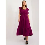 Fashion Hunters Dark purple midi dress with ruffles