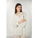 Legendww prugasta oversized ženska košulja u bež boji 4072-7296-48 | ePonuda.com