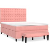  The Living Store Box spring postelja z vzmetnico roza 140x190 cm žamet - Box Spring Postelja, (21454024) | Shoptok.si