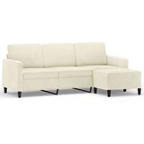vidaXL Trosjed s tabureom krem 180 cm baršunasti | shoptok.hr