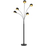 vidaXL Stojeća svjetiljka 200 cm 5 x E14 crno-zlatna | shoptok.hr