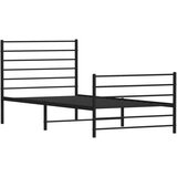Metalni okvir kreveta uzglavlje i podnožje crni 90 x 200 cm | shoptok.hr