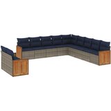 vidaXL 11-dijelni vrtni set s jastucima sivi poliratan - Siva Bez stola 1 | shoptok.hr