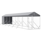  Vanjski kavez za pse s krovom srebrni 2x14x2,5m pocinčani čelik | shoptok.hr