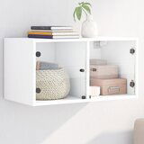  The Living Store Stenska omarica s steklenimi vrati bela 68,5x37x35 cm - Stenska Omarica, (21502256) | Shoptok.si