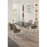 Hanah home Set Trpezarijski sto i 4 stolice, bež-crna | Eponuda.ba