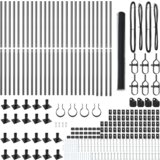 vidaXL Heksagonalna ograja Siva 1,5x50 m Jeklena, Ograjni stebri z osnovnimi ploščami 13 kos Ø32mm 83,5cm Cinkana jeklena | Shoptok.si