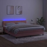  box spring s madracem LED ružičasti 160x200cm baršunasti | shoptok.hr