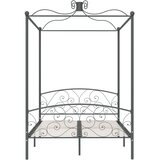 vidaXL Posteljni okvir z ogrodjem za baldahin siv kovinski 140x200 cm | Shoptok.si