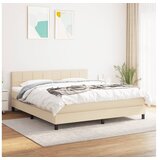 vidaXL Box spring postelja z vzmetnico krem 160x200 cm blago Cene