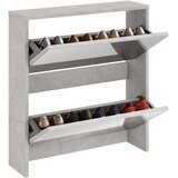Ormarić za cipele s ogledalom 2 razine boja betona 63x17x67 cm | shoptok.hr