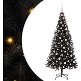 vidaXL Božično drevo med 300 LED z stojalom Črna 210 cm PVC | Shoptok.si