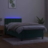  box spring s madracem LED tamnozeleni 90x200 cm baršun | shoptok.hr