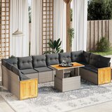 Maison Chic Seti vrtnega pohištva - Vrtna garnitura - Vrtni pohištvo set 11-delna z blazinami siv poli ratan, (21816475) | Shoptok.si